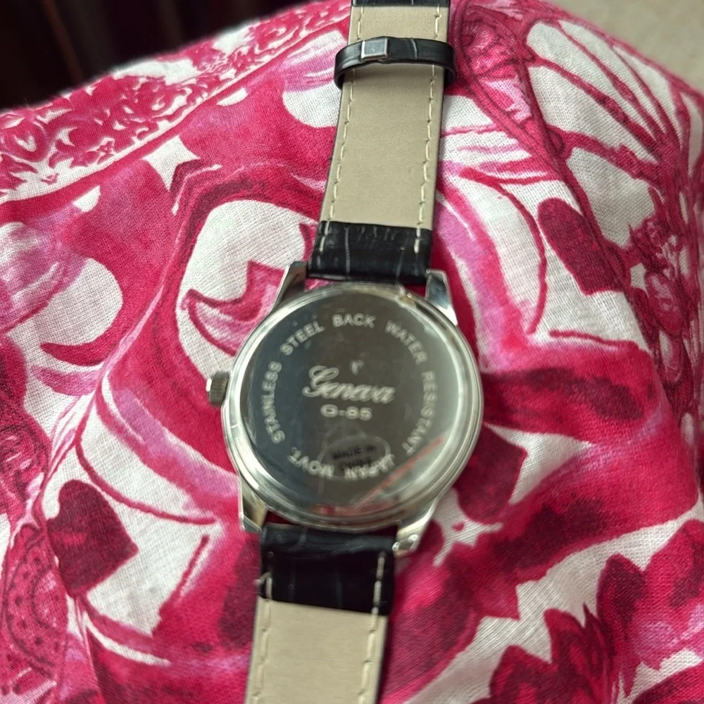 Geneva G-85 Stainless Steel Crock look strap Watch